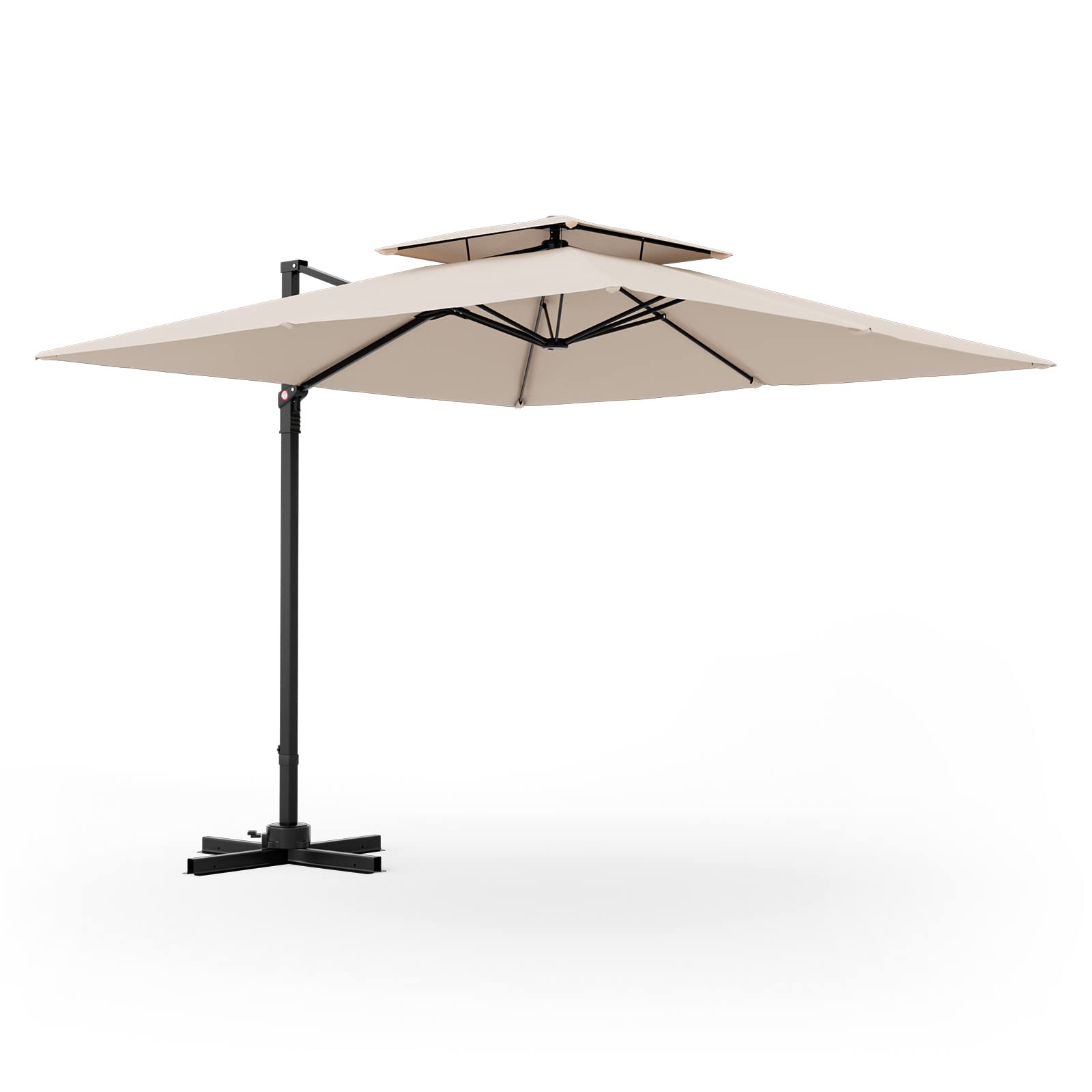 TANGKULA 9.5 FT Cantilever Patio Umbrella, Outdoor Square Offset Umbrella with 360-degree Rotation
